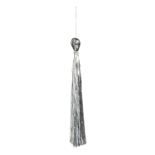 8.5" Silver Tinsel Tassel Ornament - Burlap and Bling Decor