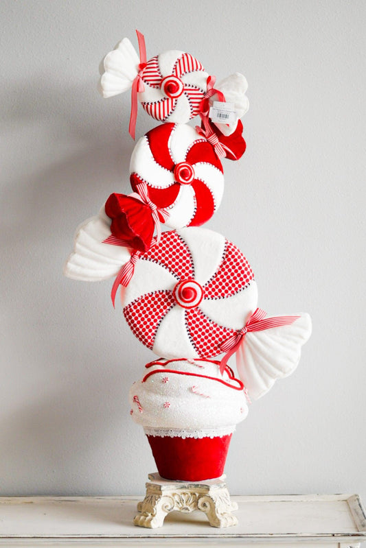 43in Peppermint Stacked Tree - Burlap and Bling Decor