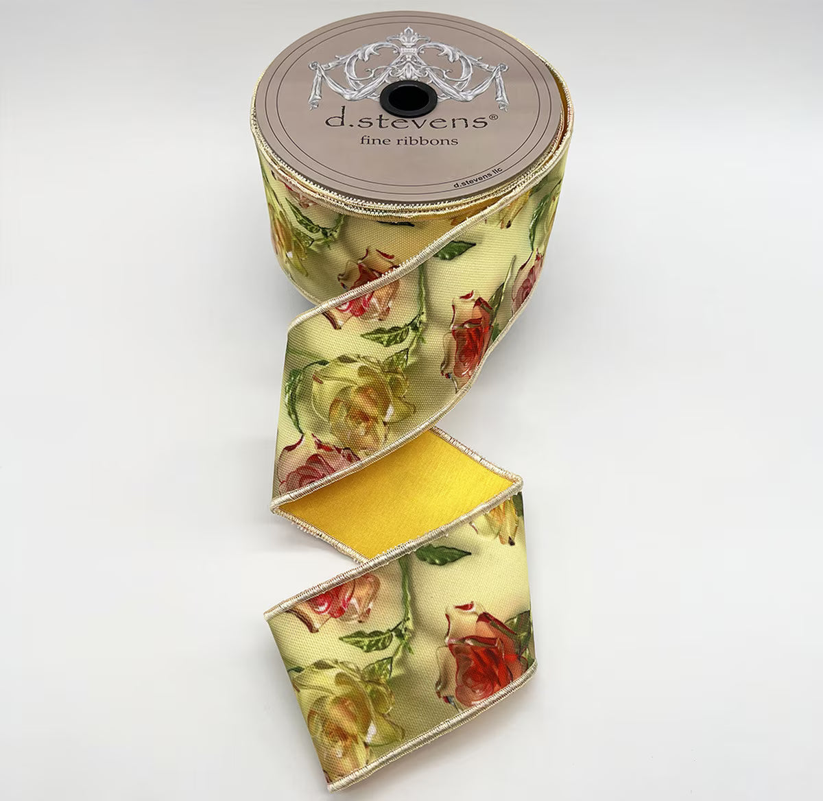 2.5” X 10YDS TAFFETA ACRYLIC LOOK COLORFUL ROSES, HOT PINK BLUE IVORY NO TWO ALIKE WIRED RIBBON - Burlap and Bling Decor