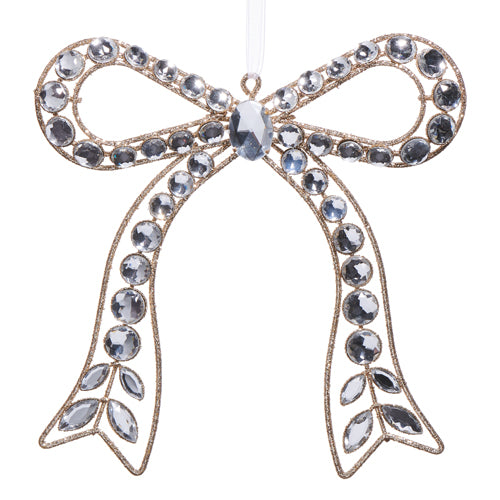 7.25" Clear Jeweled Bow Ornament - Burlap and Bling Decor
