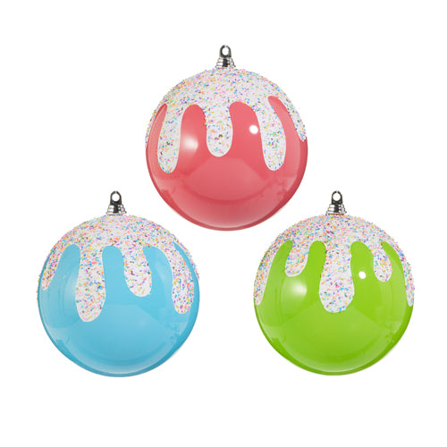 10" Frosted with Sprinkles Ball Ornament- choose color - Burlap and Bling Decor