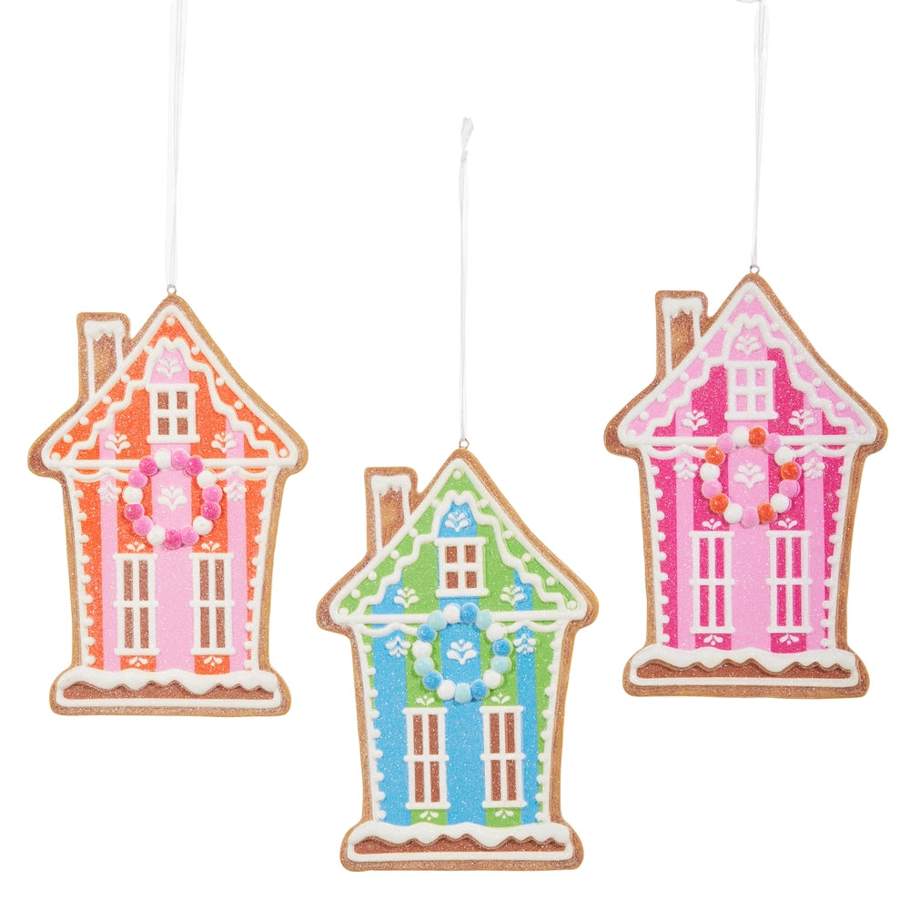 6" Vivid Jolly Gingerbread House Ornament choose one - Burlap and Bling Decor