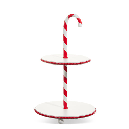 17" Candy Cane 2 Tiered Stand - Burlap and Bling Decor