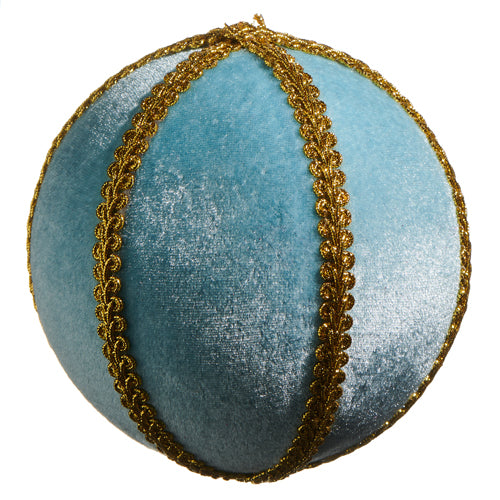 5"Blue Velvet with Gold Braid Ornament - Burlap and Bling Decor