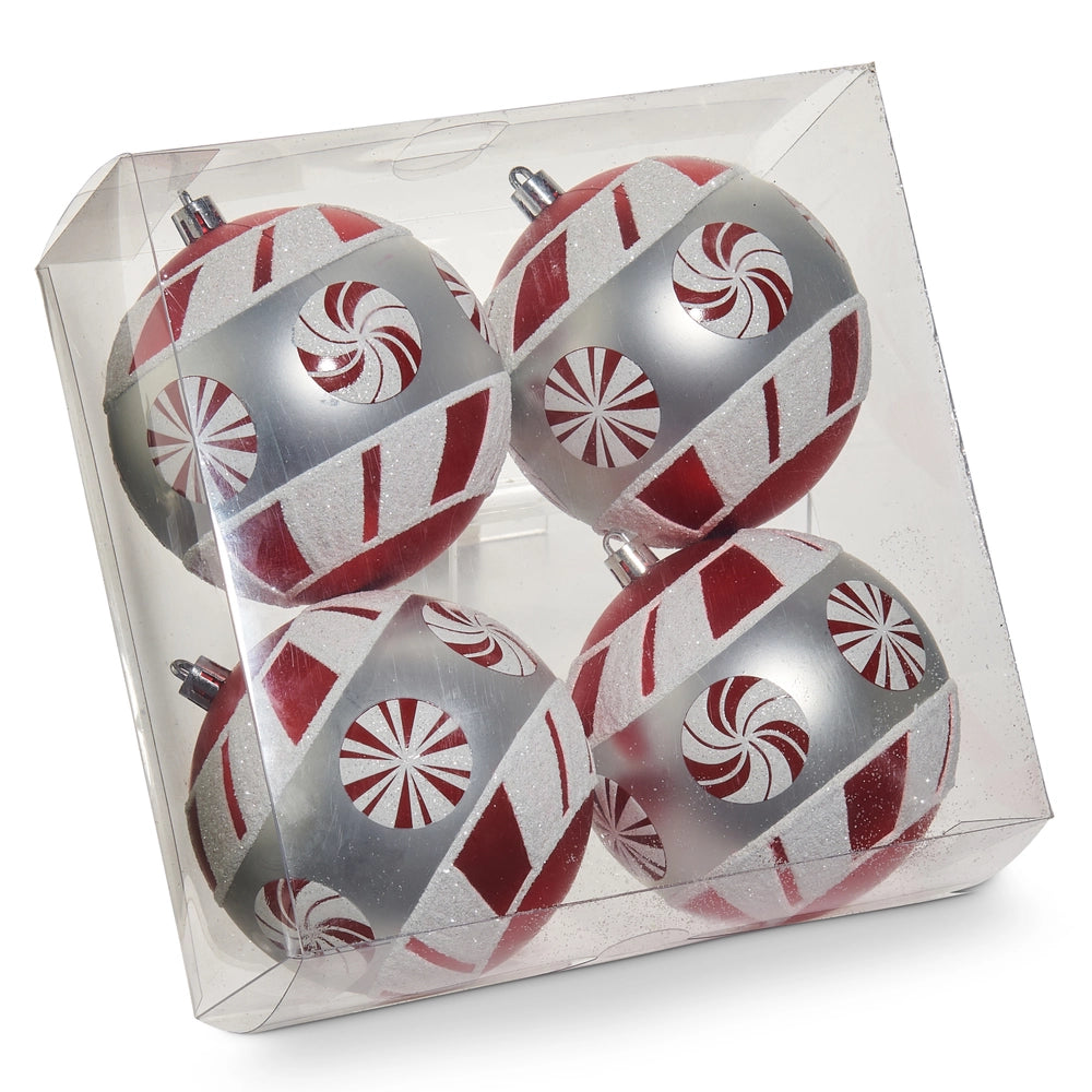 4" BOX OF PEPPERMINT ORNAMENTS