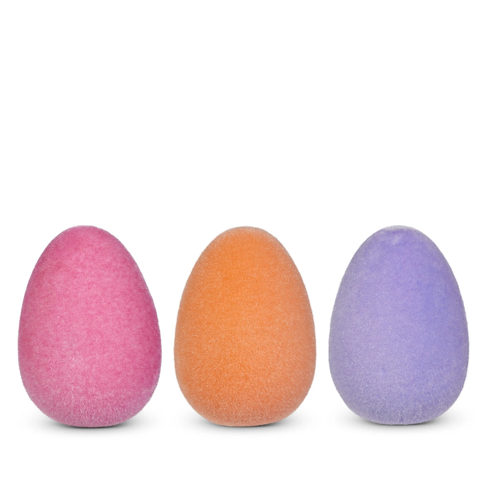 8" SHERBET FLOCKED EGG CHOOSE ONE PINK, LAVENDER OR ORANGE - Burlap and Bling Decor