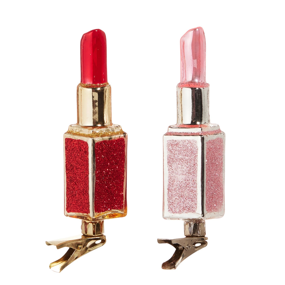 4.75" Lipstick Clip-On Ornament - Burlap and Bling Decor