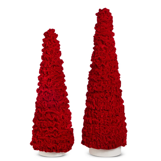20" RED VELVET TREES SET OF 2