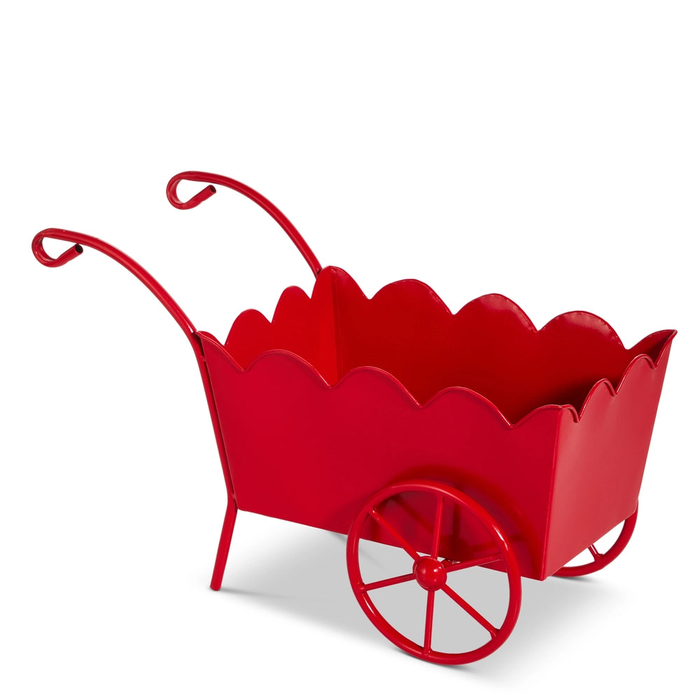 16" RED SCALLOPED WAGON - Burlap and Bling Decor