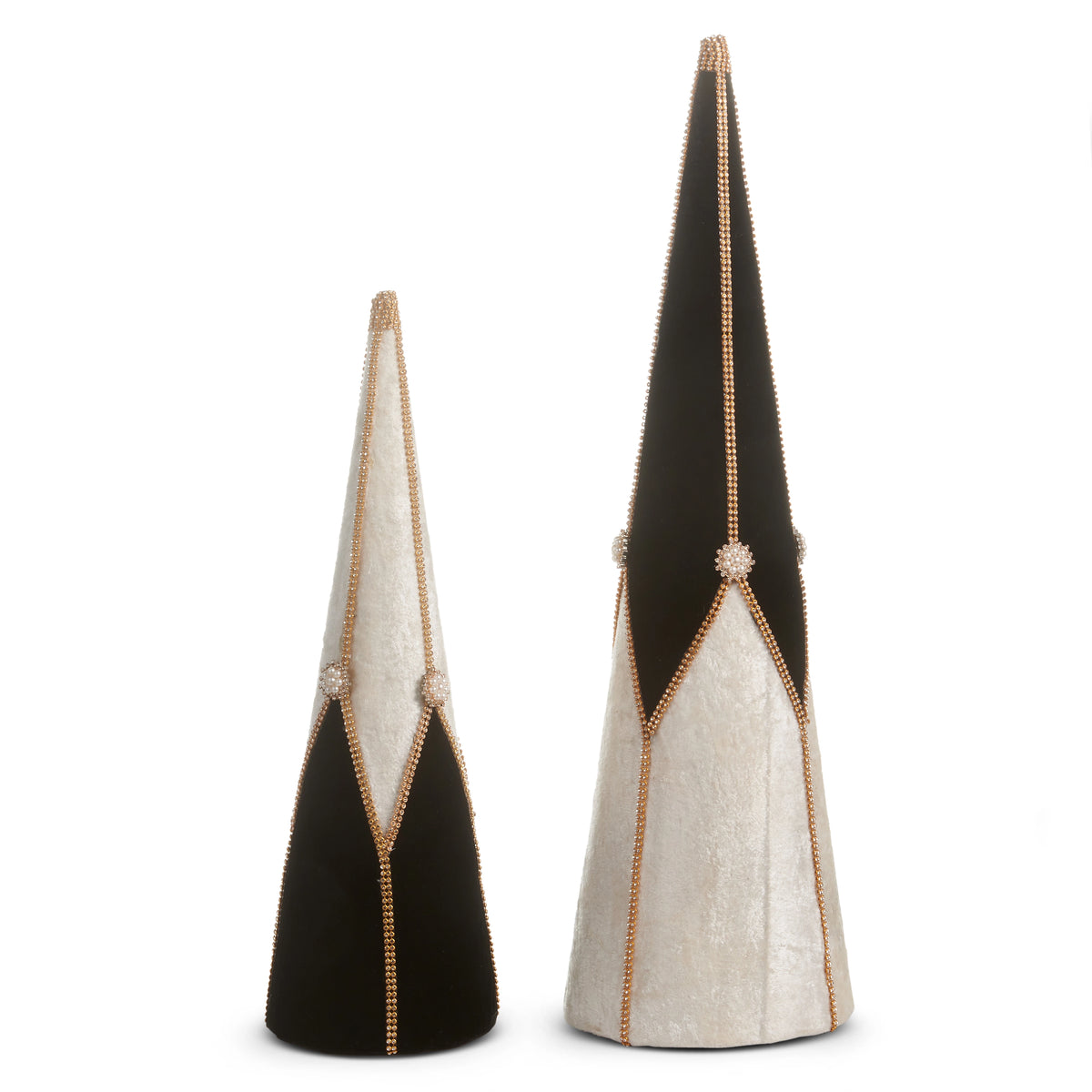 24" Velvet and Jewel Cone Trees Set of 2