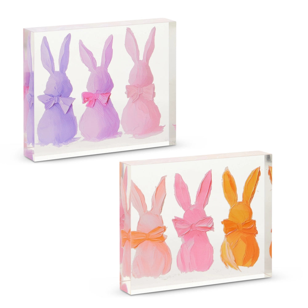 8" FROSTED BUNNY ACRYLIC BLOCK CHOOSE ORANGE OR PURPLE - Burlap and Bling Decor