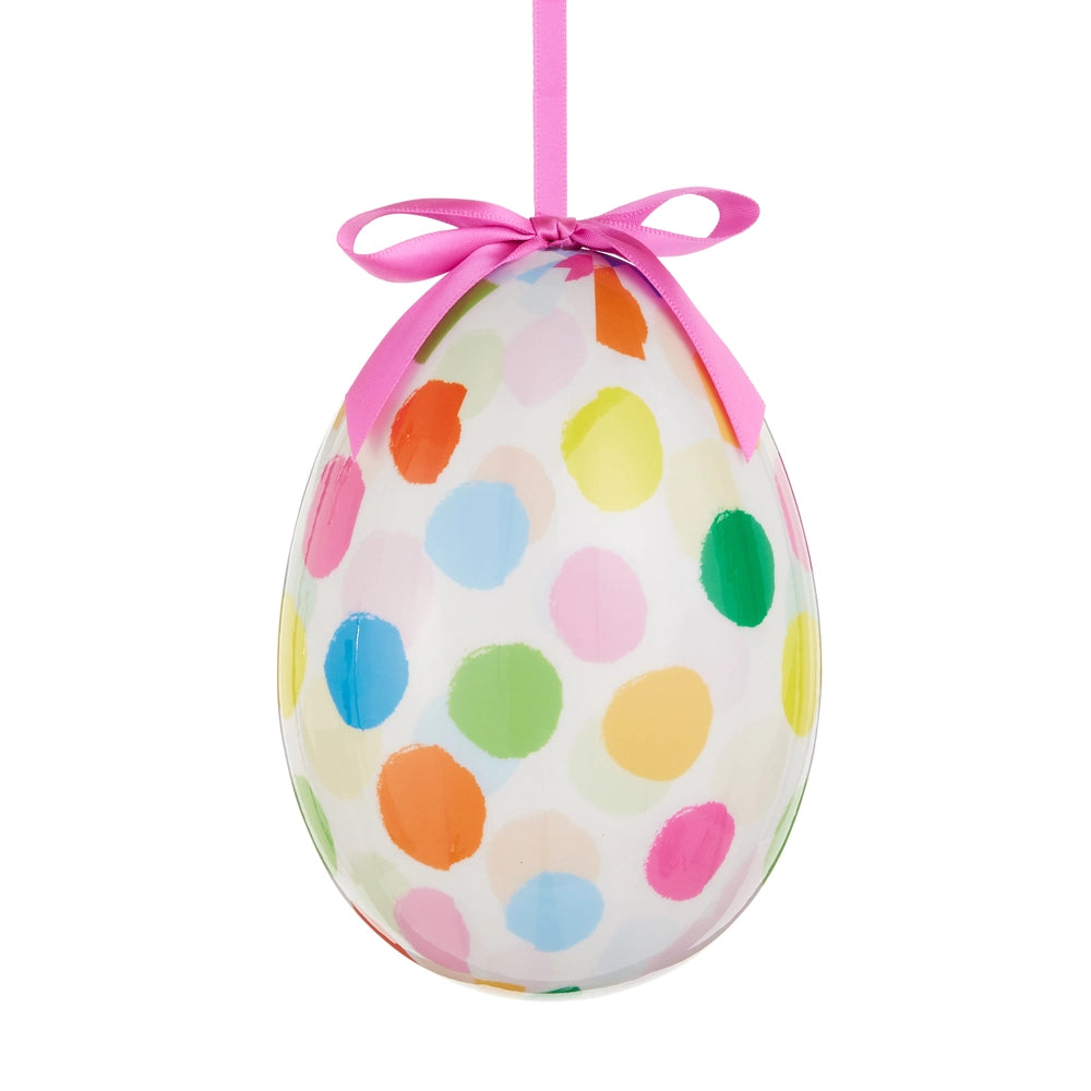 6" POLKA DOT CONFETTI EGG ORNAMENT - Burlap and Bling Decor
