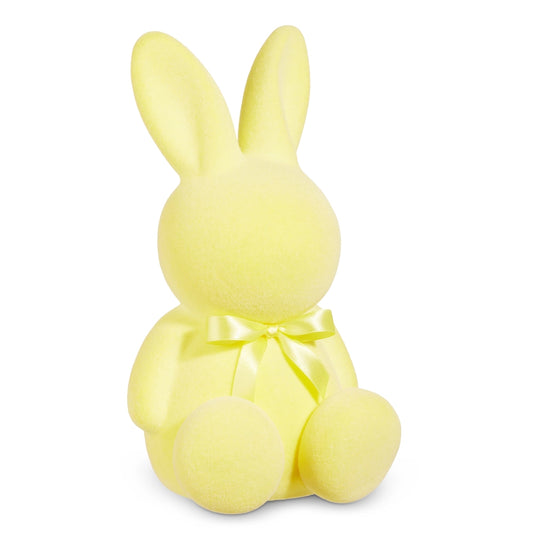 12" YELLOW FLOCKED BUNNY - Burlap and Bling Decor