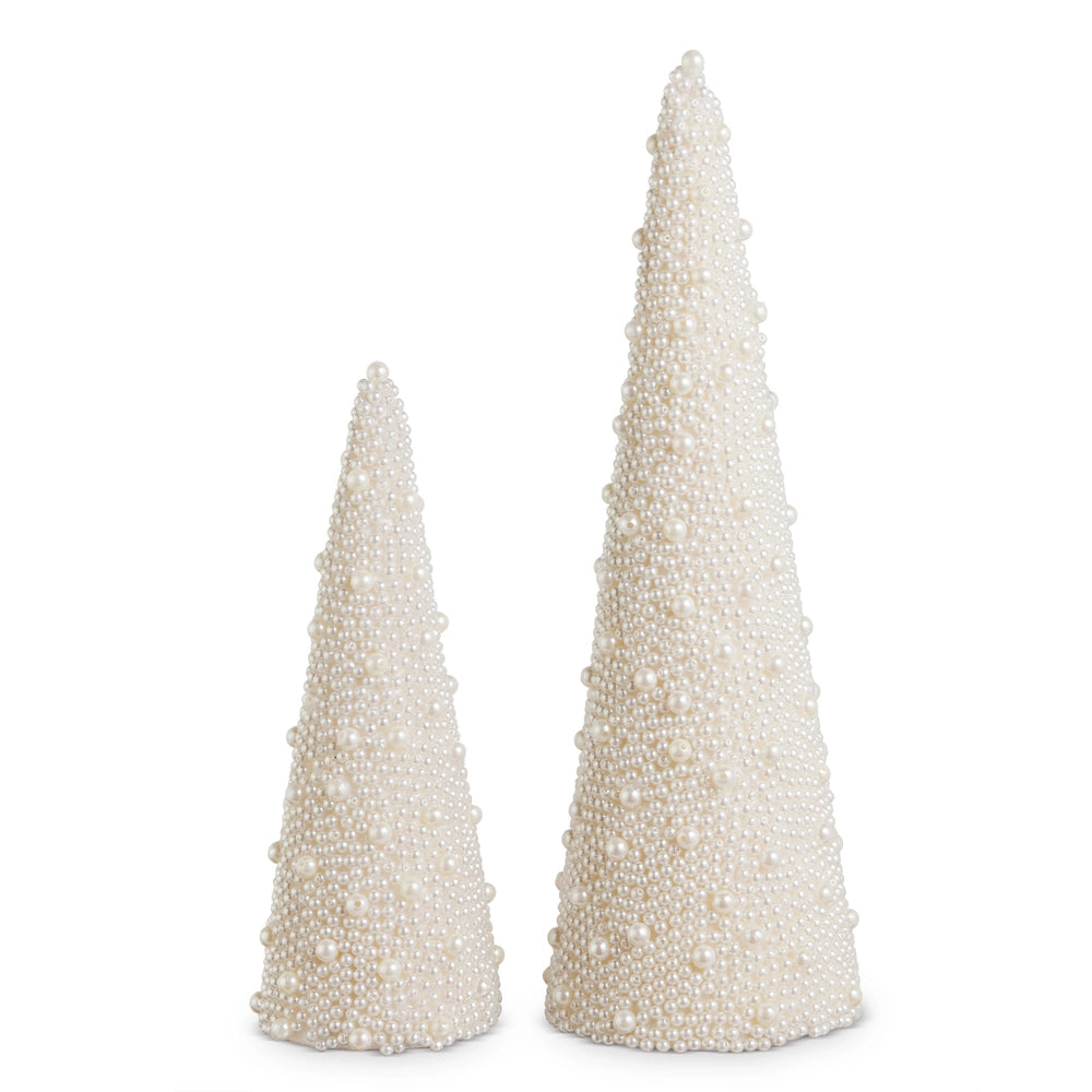 16" Mixed Pearl Cone Trees Set of 2