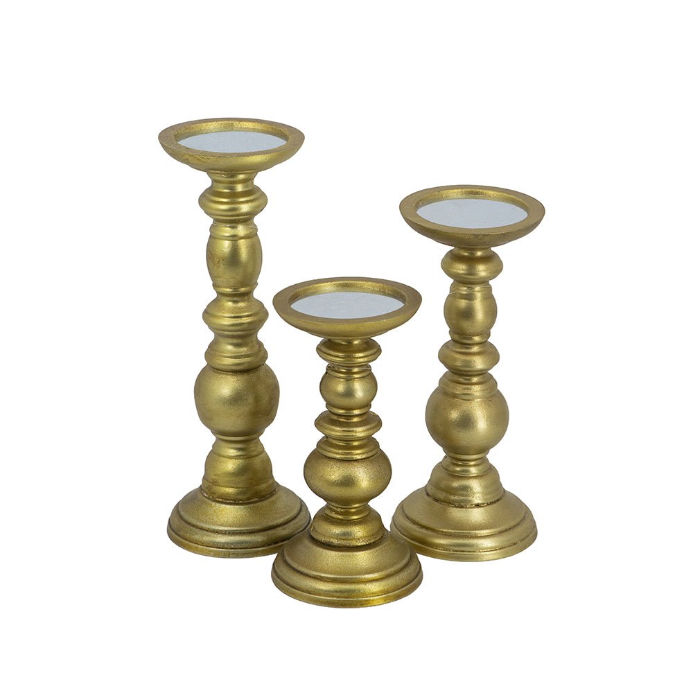 Set of 3 Candle Holder Gold