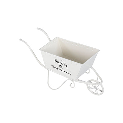 Decorative White Wheelbarrow Planter11.5x4x7" - Burlap and Bling Decor
