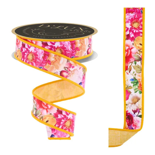 1.5"X10YD FLORAL/FUSED WIRED RIBBON