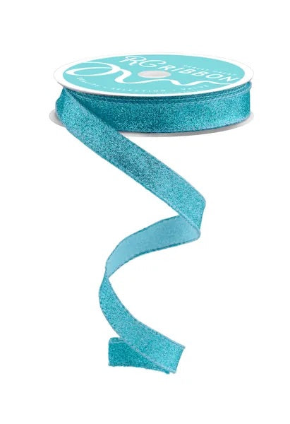 5/8"X10YDS SHIMMER GLITTER ICE BLUE WIRED RIBBON - Burlap and Bling Decor