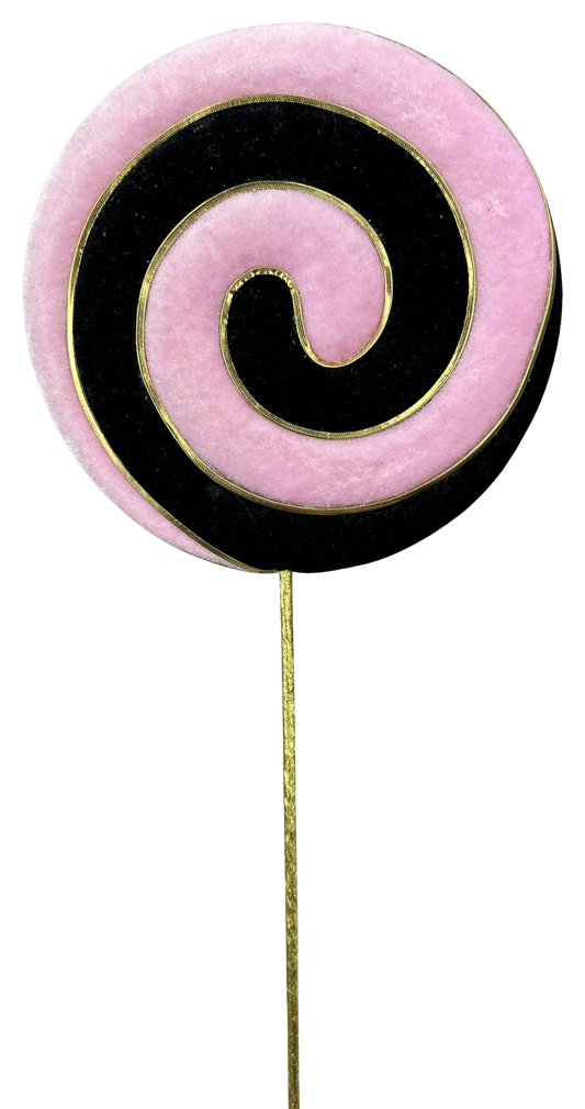 8" Diameter Light Pink and Black Lollipop