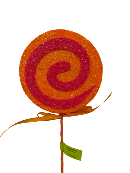 Fuschia/Orange Lollipop Pick 5" - Burlap and Bling Decor