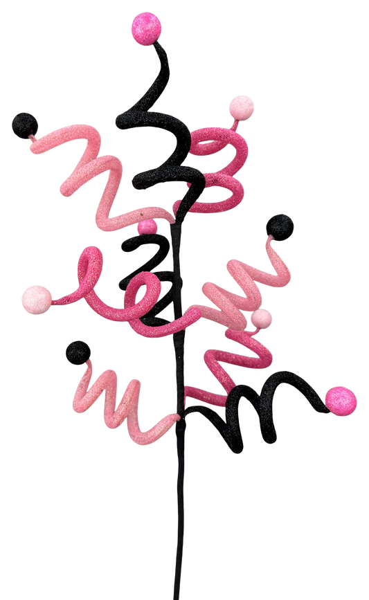 Light Pink/Hot Pink/Black Curly Ball Spray