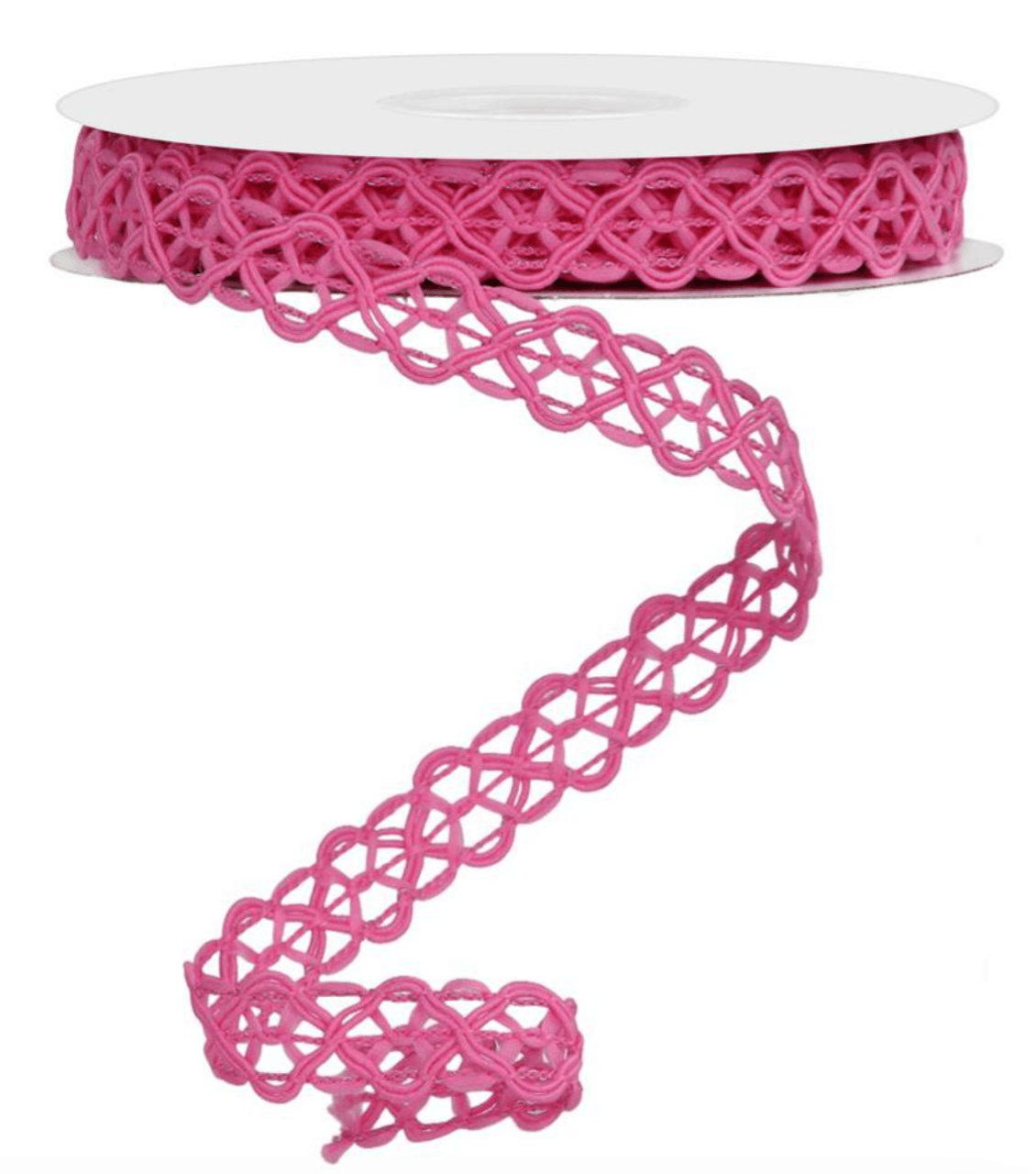 5/8"X10YD OPEN WEAVE TRIM, WIRED HOT PINK - Burlap and Bling Decor