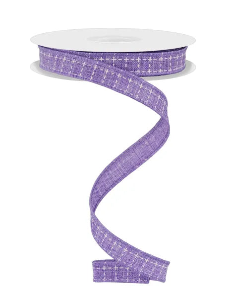 5/8"X10YD RAISED STITCH SQUARES LAVENDER/WHITE