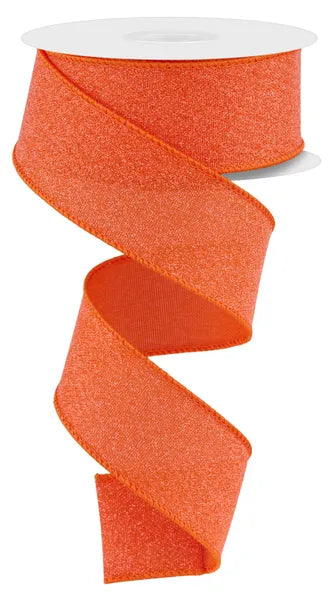1.5"X10YD CRYSTAL SHINE ORANGE WIRED RIBBON - Burlap and Bling Decor