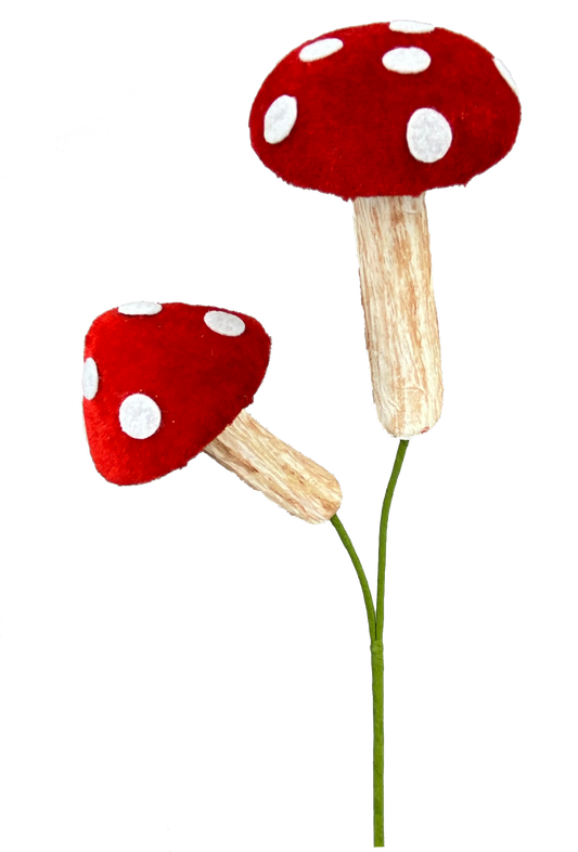 Mushroom Pick H14 Red/White Dot - Burlap and Bling Decor