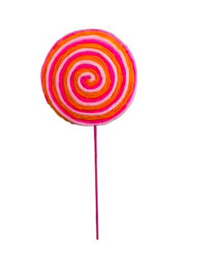 Lollipop Pick H20 xDIA 6.5 orange/pink - Burlap and Bling Decor