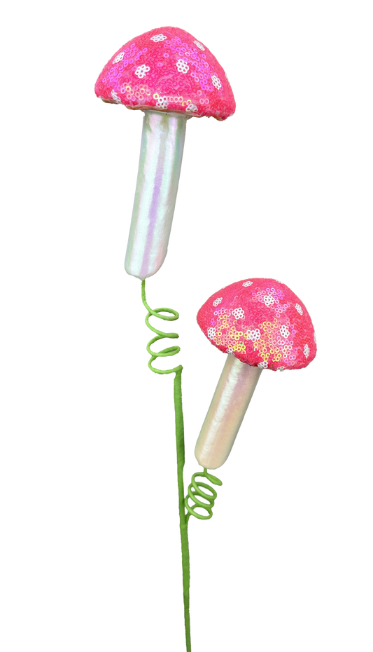 Sequin Polkadot Mushroom Spray H22 - Burlap and Bling Decor