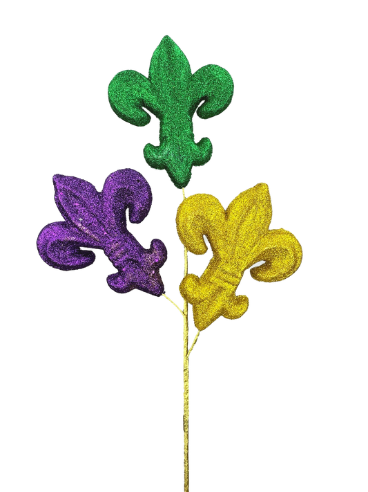 Glitter Fleur de Lis Spray H28