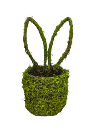 Moss Bunny Ears Basket H14xW6