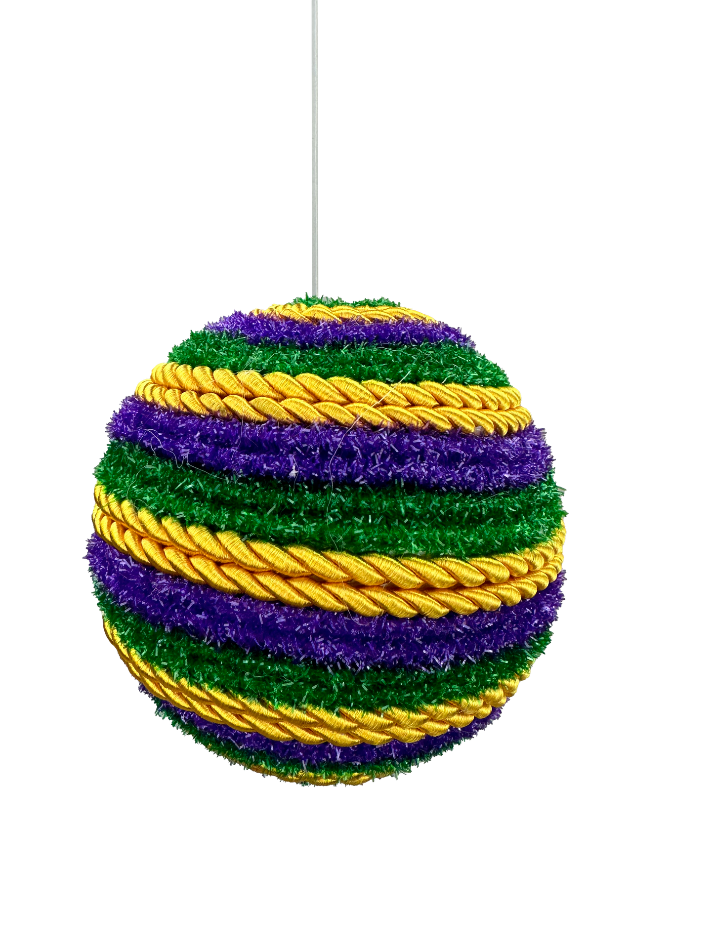 5" Twine Stripe Ball Purple/Green/Yellow Ornament