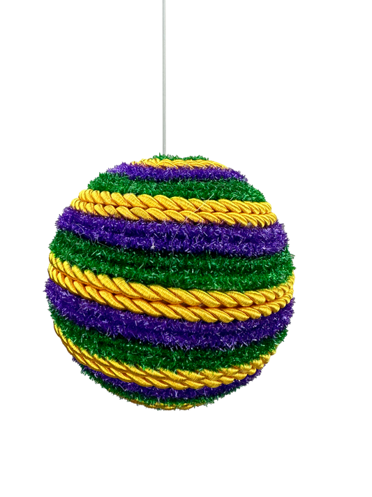 5" Twine Stripe Ball Purple/Green/Yellow Ornament