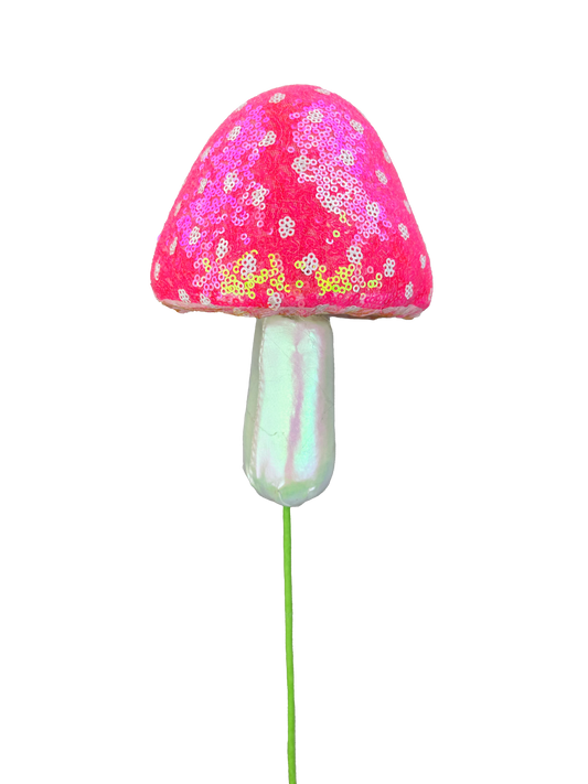 Sequin Polkadot Mushroom Pick H20xDIA5 - Burlap and Bling Decor