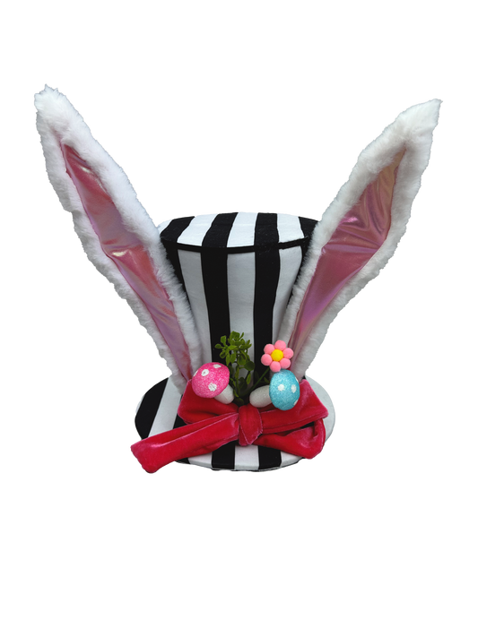 Stripe Bunny Top Hat 12x 8 - Burlap and Bling Decor