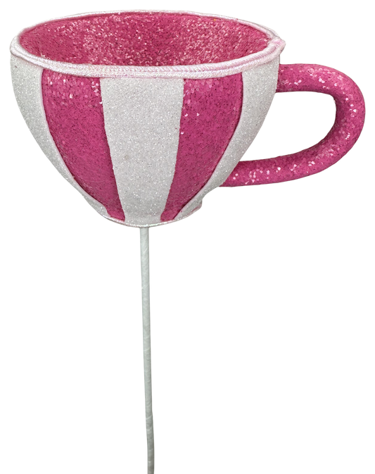 Tea Cup Pick H16xW6 - Burlap and Bling Decor