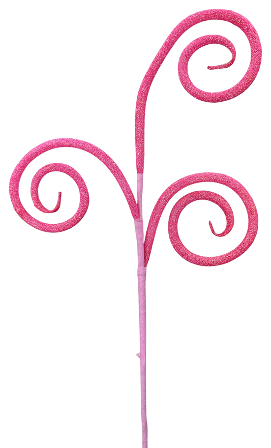 Glitter Hot Pink Tube Curly Pick H18 - Burlap and Bling Decor