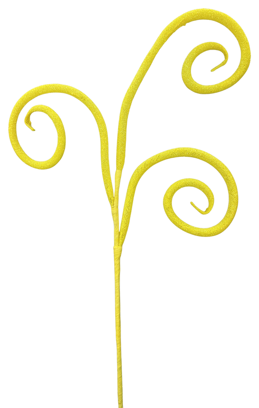 Glitter Yellow Tube Curly Pick H18 - Burlap and Bling Decor