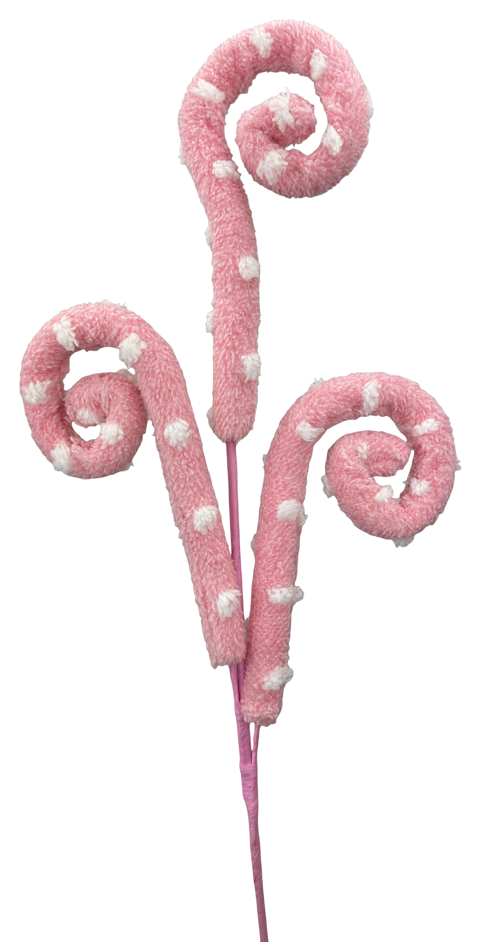 Pink Polkadot Spiral Curly Spray  H28 - Burlap and Bling Decor