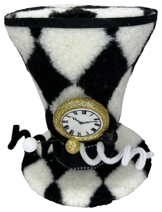 Black and White Harlequin Tophat 7.5" - Burlap and Bling Decor