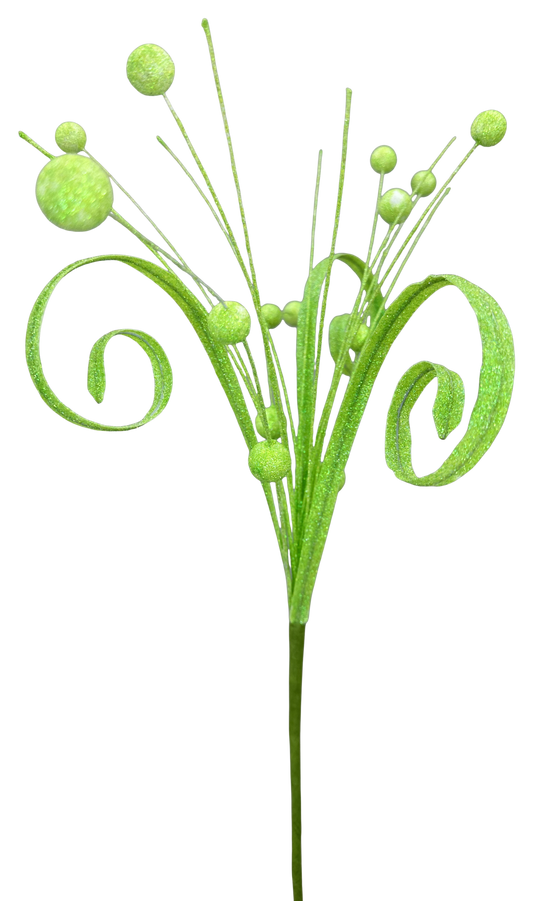 Green Ball Curly Pick H18 - Burlap and Bling Decor
