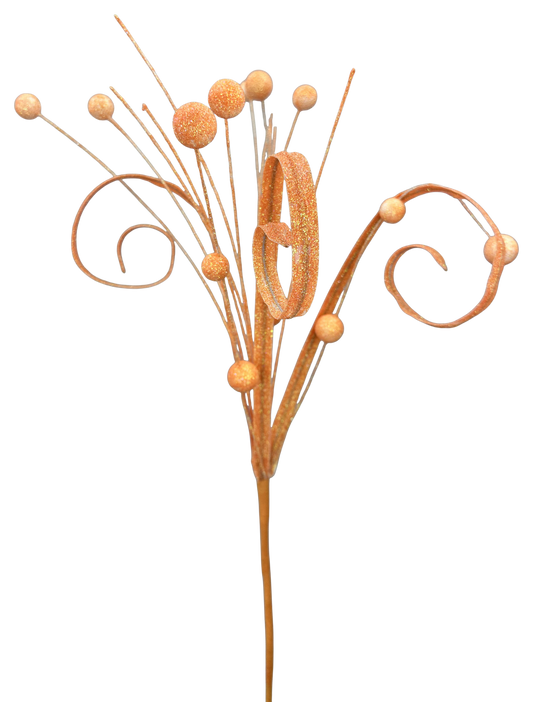 Orange Ball Curly Pick H18 - Burlap and Bling Decor