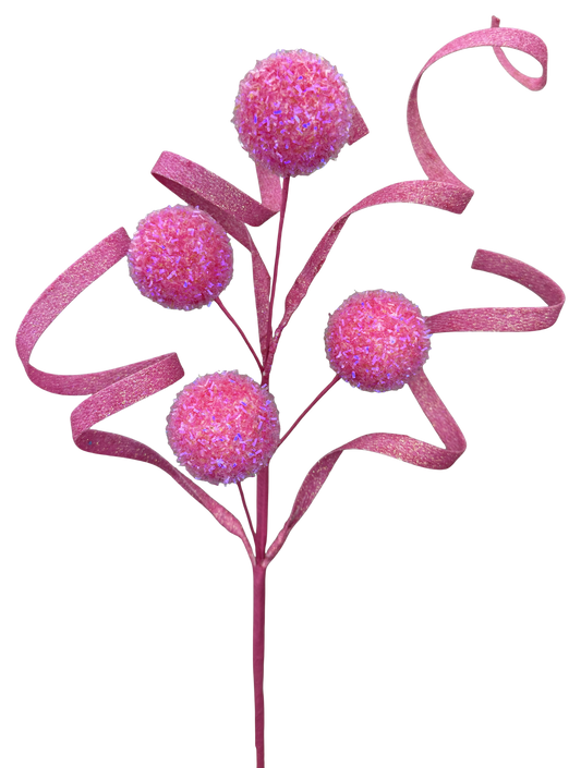 Ball Curly Pick H19 Pink - Burlap and Bling Decor