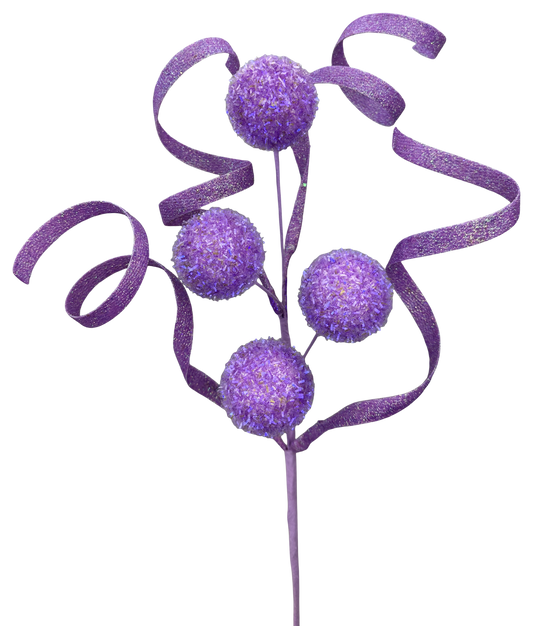Purple Ball Curly Pick H19 - Burlap and Bling Decor