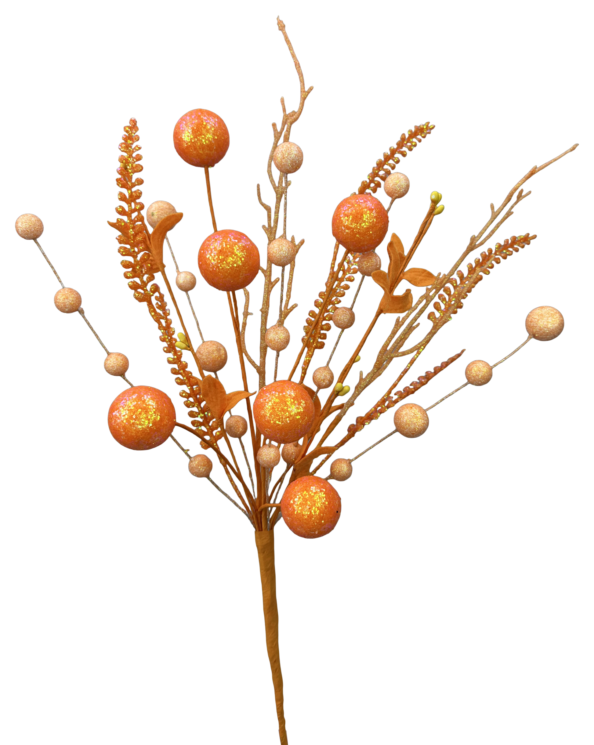 Orange Glitter Ball Filler Bush H21 - Burlap and Bling Decor
