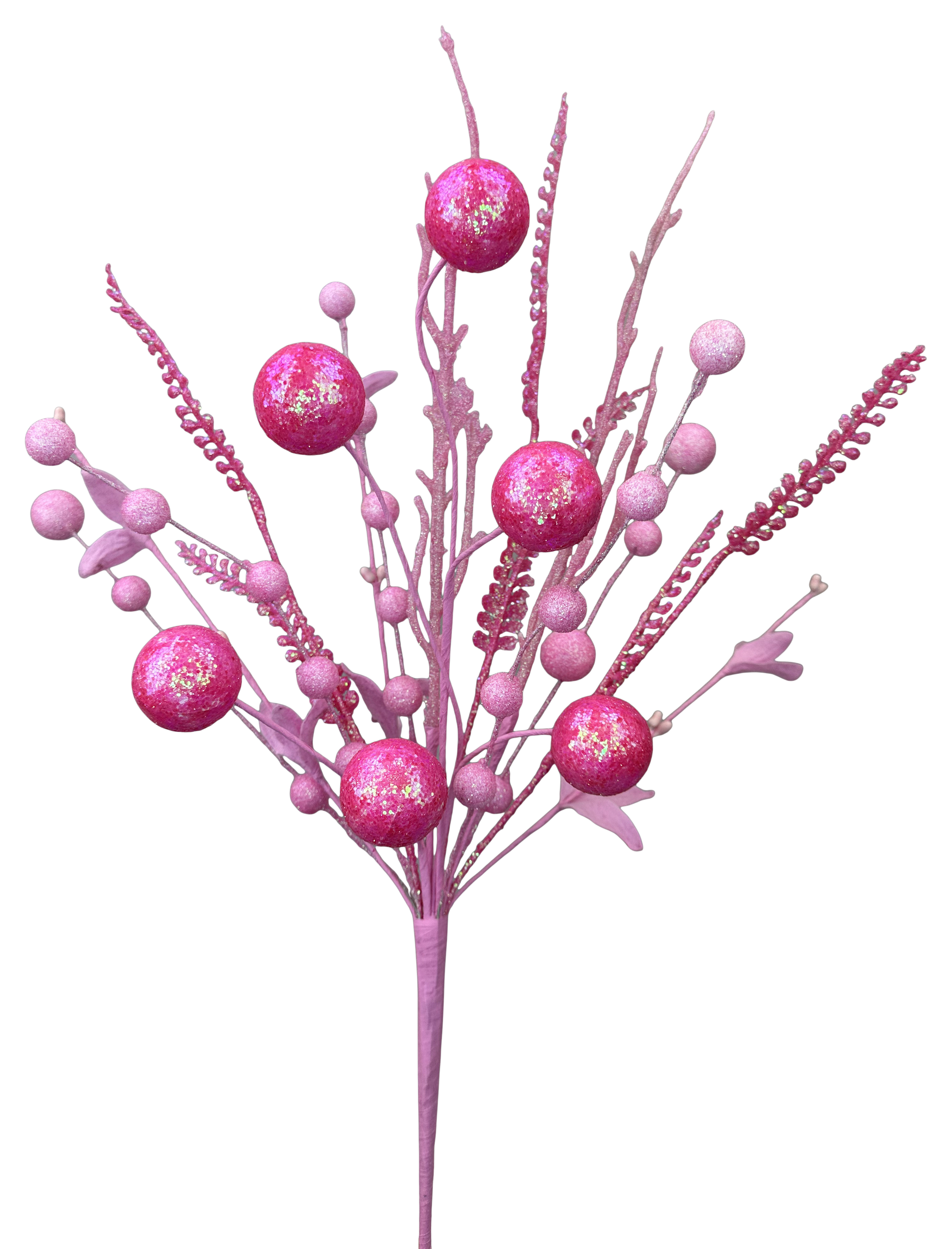 Pink Glitter Ball Filler Bush H21 - Burlap and Bling Decor