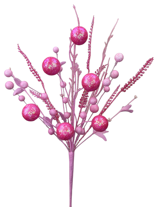 Pink Glitter Ball Filler Bush H21 - Burlap and Bling Decor