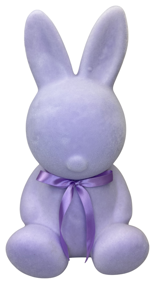 Flocked Lavender Bunny Lg 16x9 - Burlap and Bling Decor